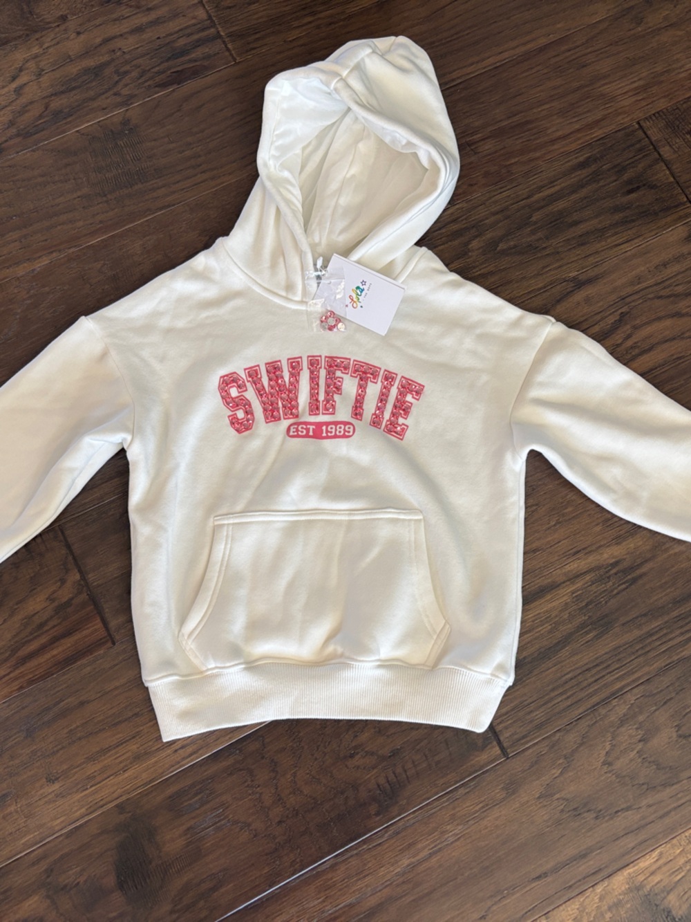 White "Sweetie" Hoodie with Pink Graphic